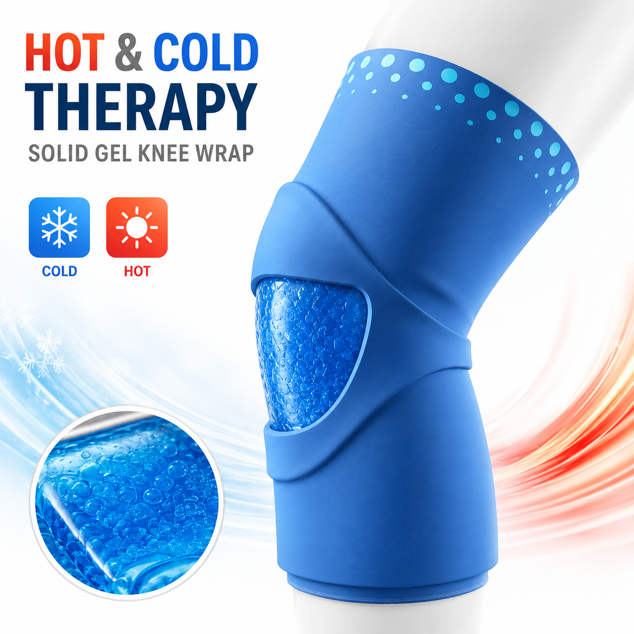 3D Solid Gel Knee Sleeve – Flexible Hot & Cold Compression Wrap for Sports, Recovery & Everyday Support