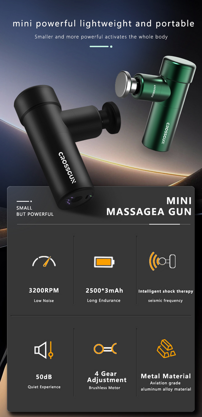 CROSSGUN BS200 Pro Professional Deep Muscle Massage Gun Brushless Motor 4 Massage Heads Timing Control for Full Body Facial Use